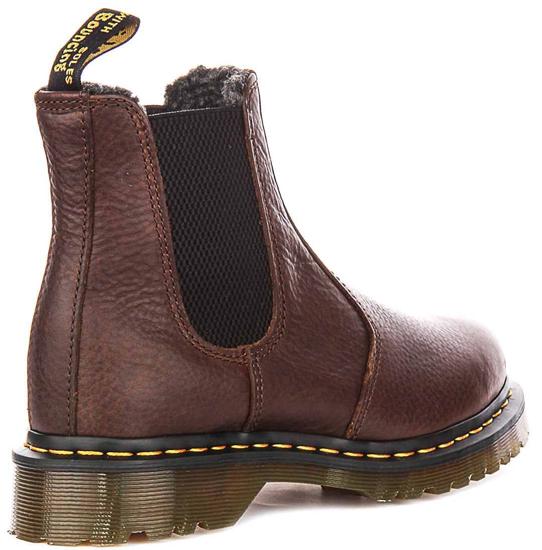 Dr Martens 2976 Faux Fur Lined Chelsea In Dark Brown