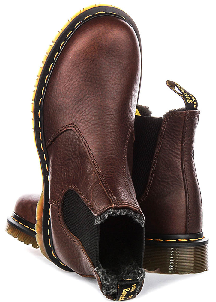 Dr Martens 2976 Faux Fur Lined Chelsea In Dark Brown