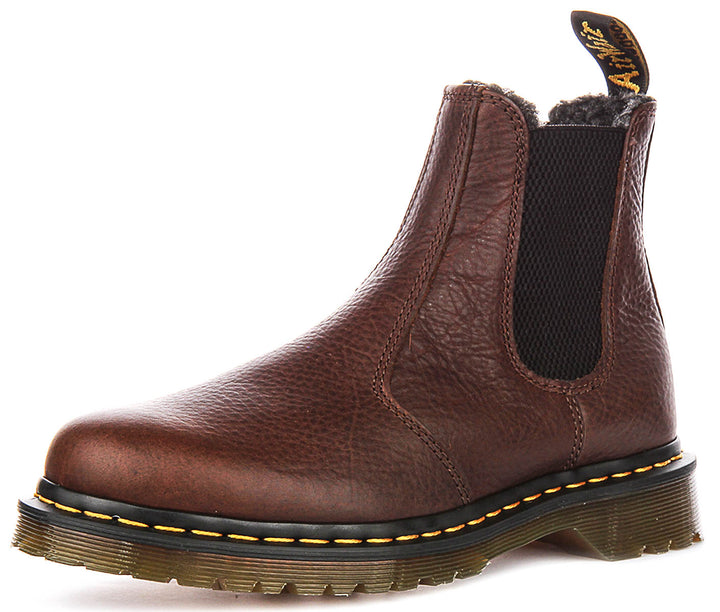 Dr Martens 2976 Faux Fur Lined Chelsea In Dark Brown
