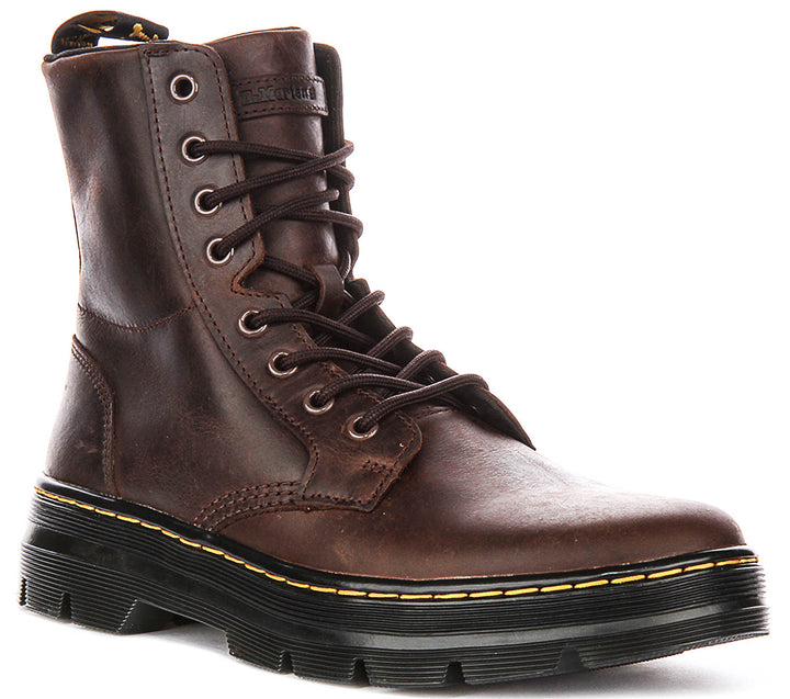 Dr Martens Combs Leather In Dark Brown Boots