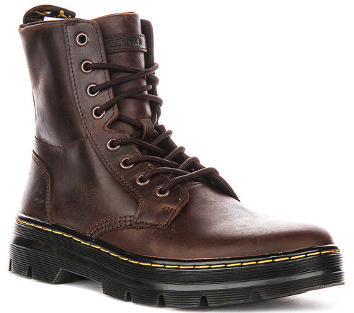 Dr Martens Combs Leather In Dark Brown Boots