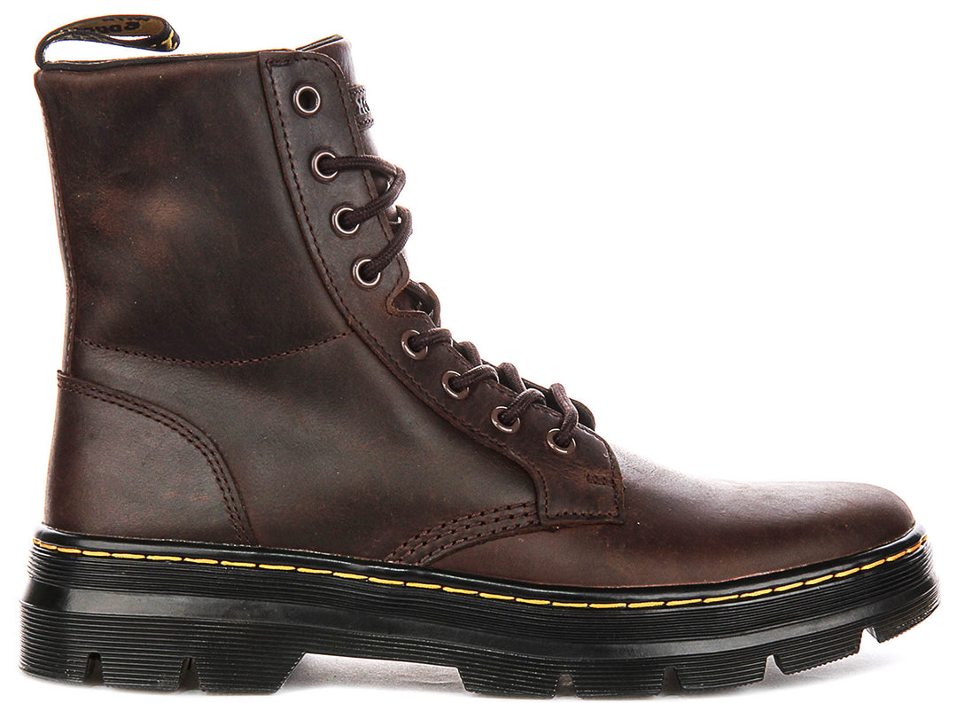Dr Martens Combs Leather In Dark Brown Boots