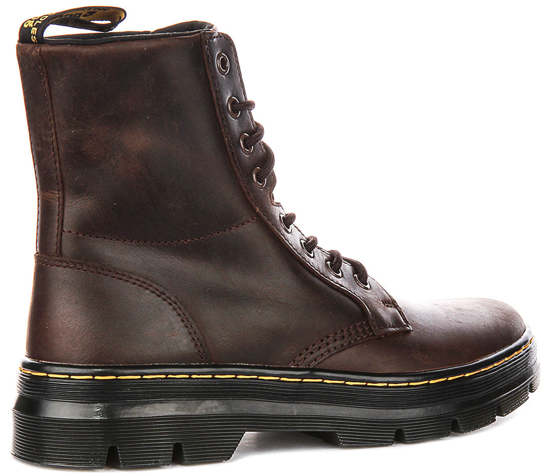 Dr Martens Combs Leather In Dark Brown Boots