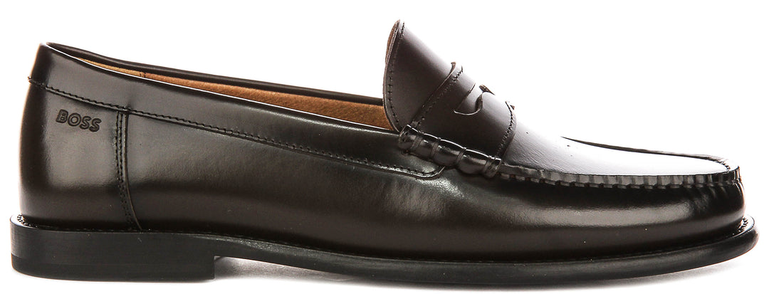 Boss Tevan Moccasin Loafer In Dark Brown For Men