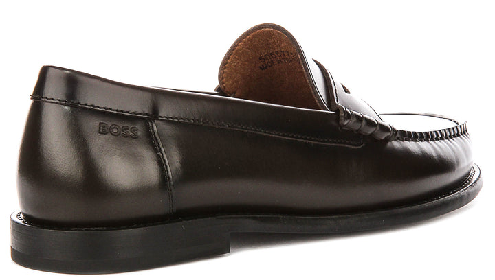 Boss Tevan Moccasin Loafer In Dark Brown For Men