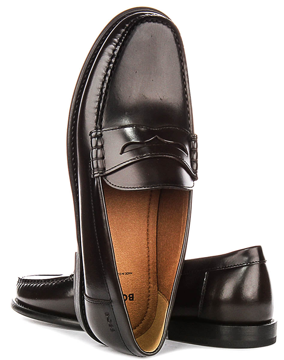 Boss Tevan Moccasin Loafer In Dark Brown For Men