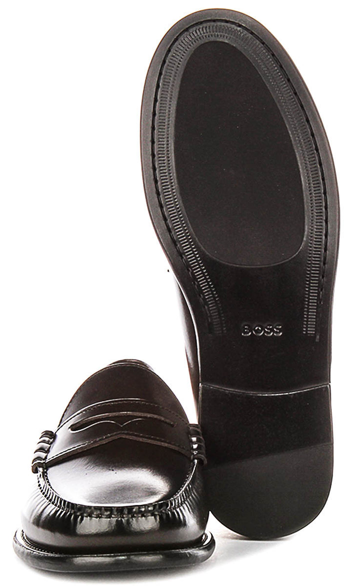 Boss Tevan Moccasin Loafer In Dark Brown For Men