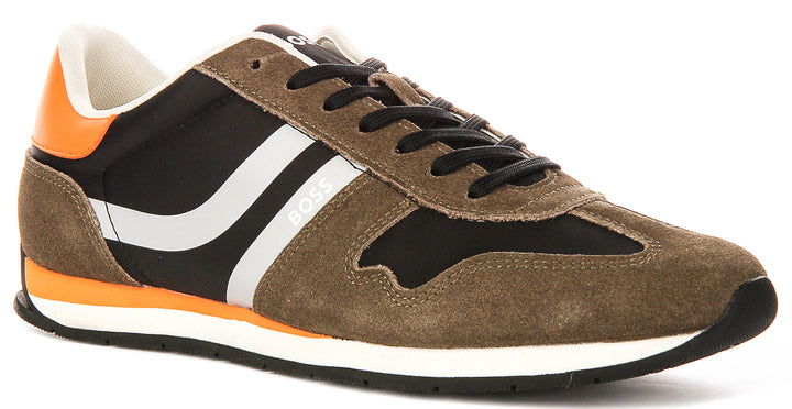 Boss Levon Runner In Khaki Green For Men