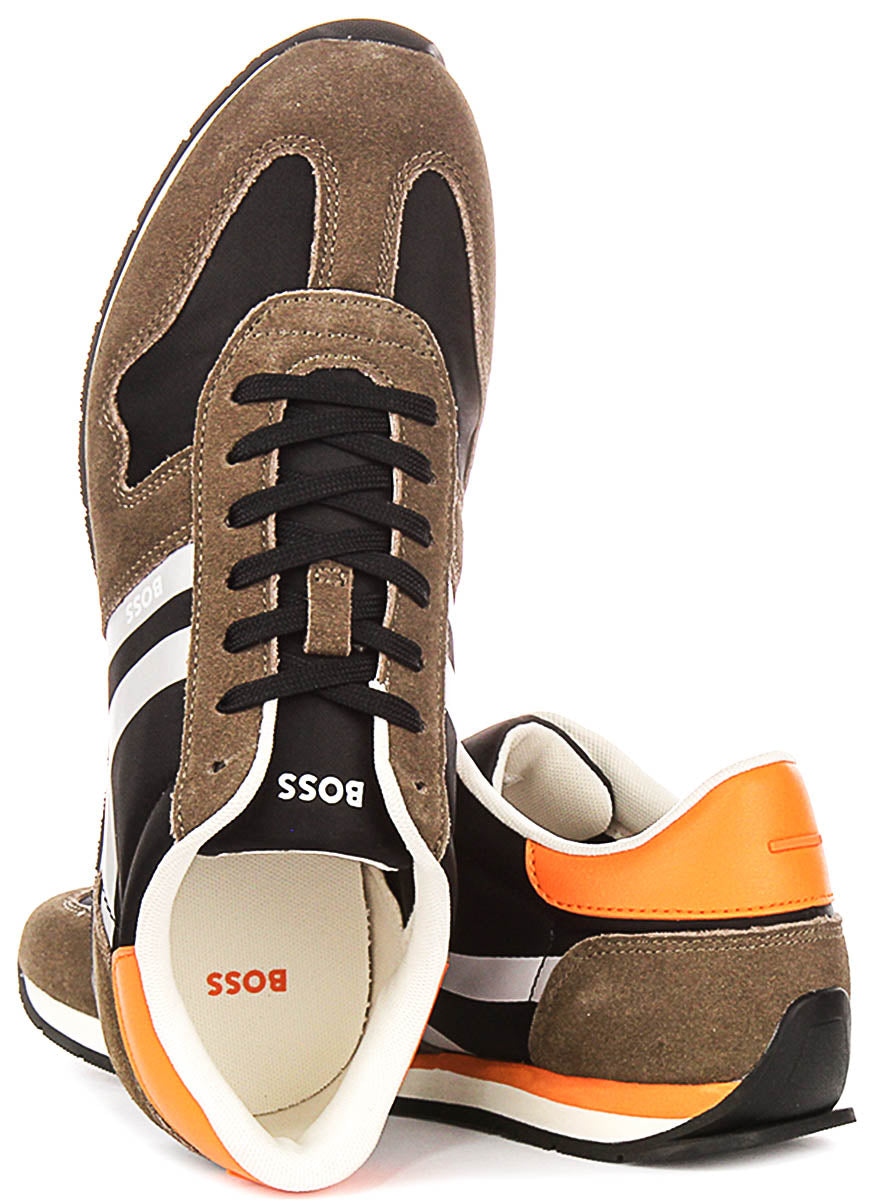 Boss Levon Runner In Khaki Green For Men