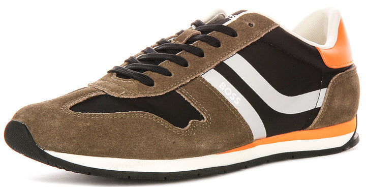 Boss Levon Runner In Khaki Green For Men