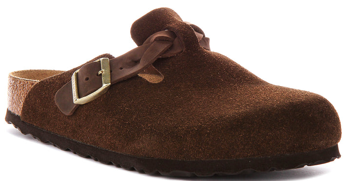 Birkenstock Boston Braided In Dark Brown | Regular Fit