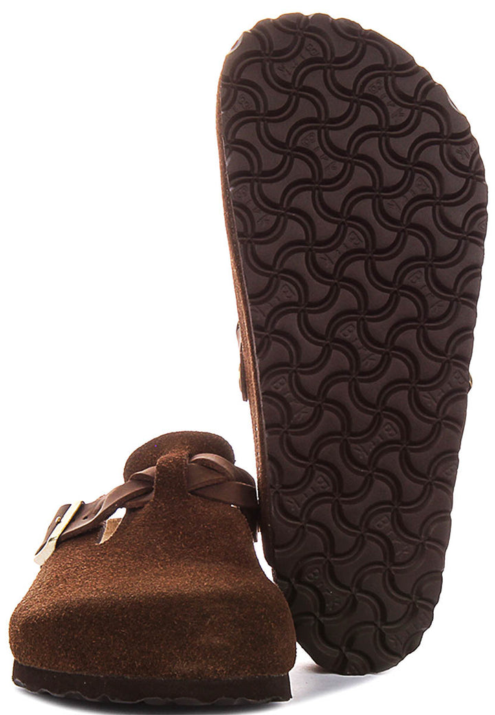 Birkenstock Boston Braided In Dark Brown | Regular Fit