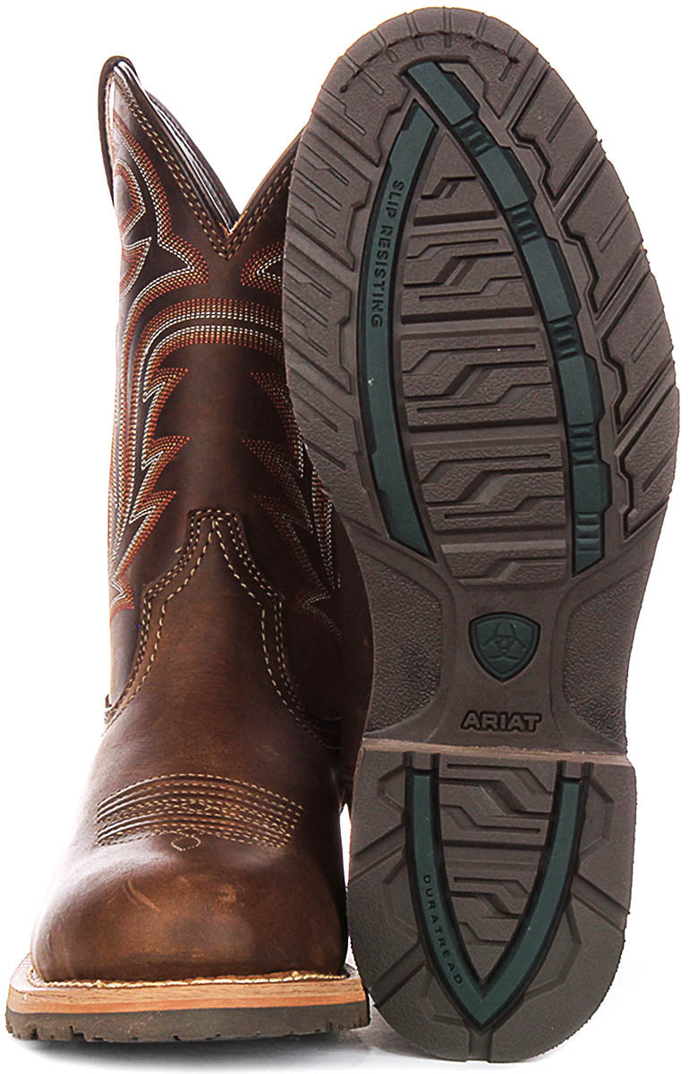 Ariat Hybrid Ranchwork Boots In Dark Brown For Men