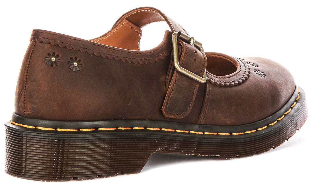 Dr Martens Mary Jane Flower In Dark Brown For Women