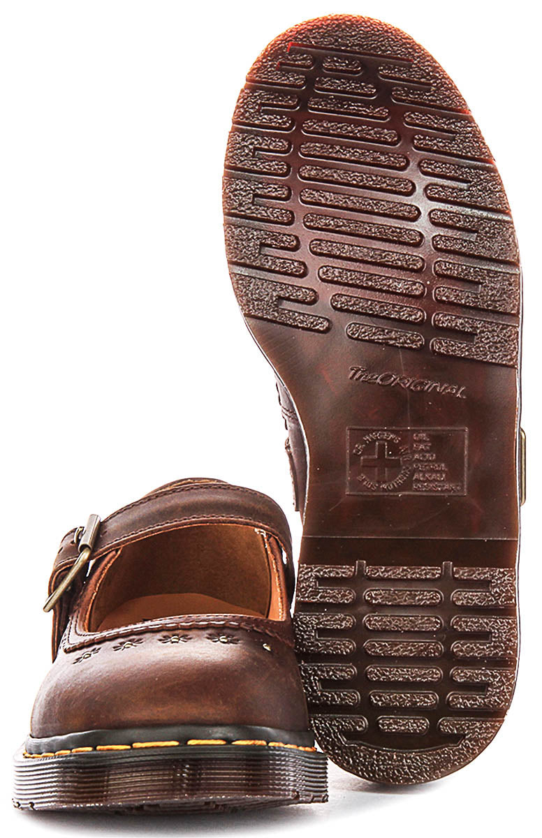 Dr Martens Mary Jane Flower In Dark Brown For Women