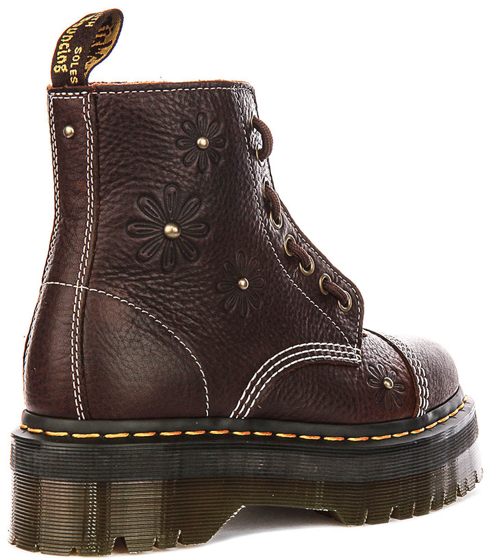 Dr Martens Sinclair Flower In Dark Brown For Women