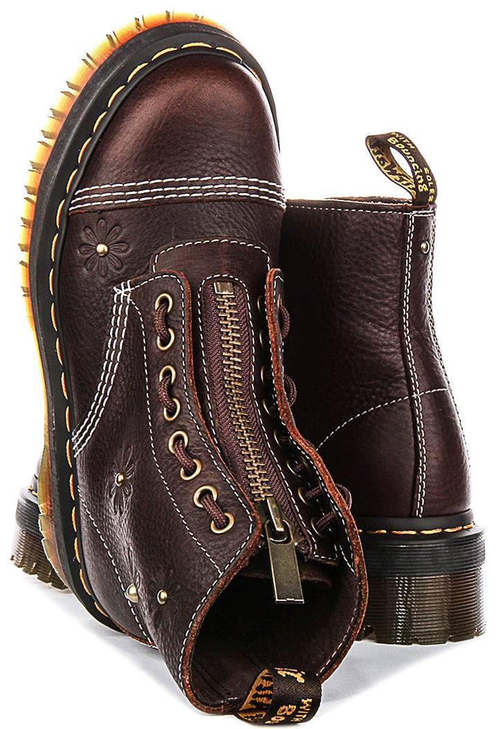 Dr Martens Sinclair Flower In Dark Brown For Women
