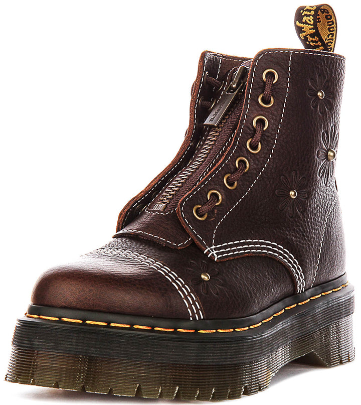 Dr Martens Sinclair Flower In Dark Brown For Women