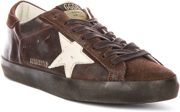 Golden Goose Super Star In Dark Brown For Men
