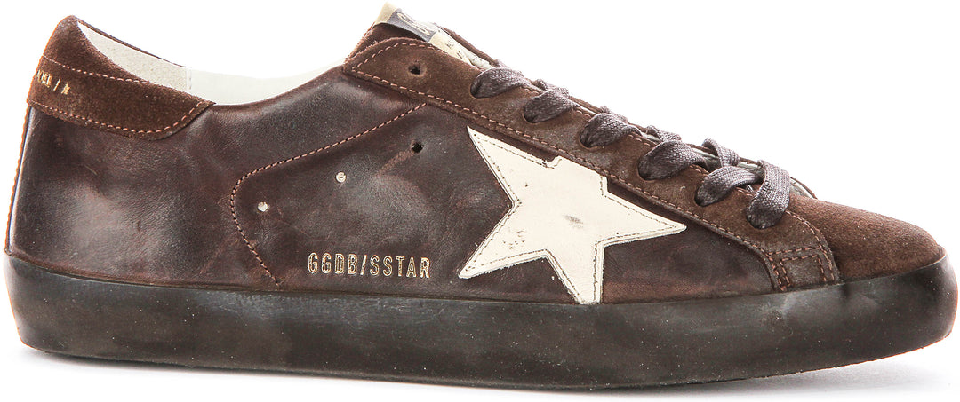 Golden Goose Super Star In Dark Brown For Men