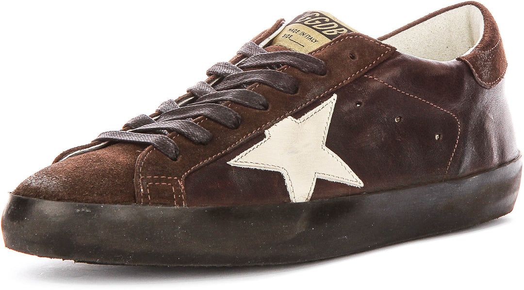 Golden Goose Super Star In Dark Brown For Men