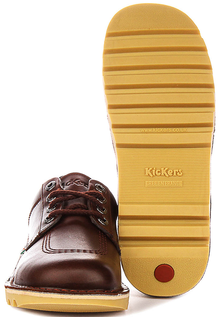 Kickers Kick Lo Leather In Dark Brown