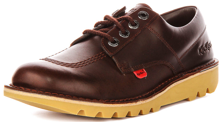 Kickers Kick Lo Leather In Dark Brown