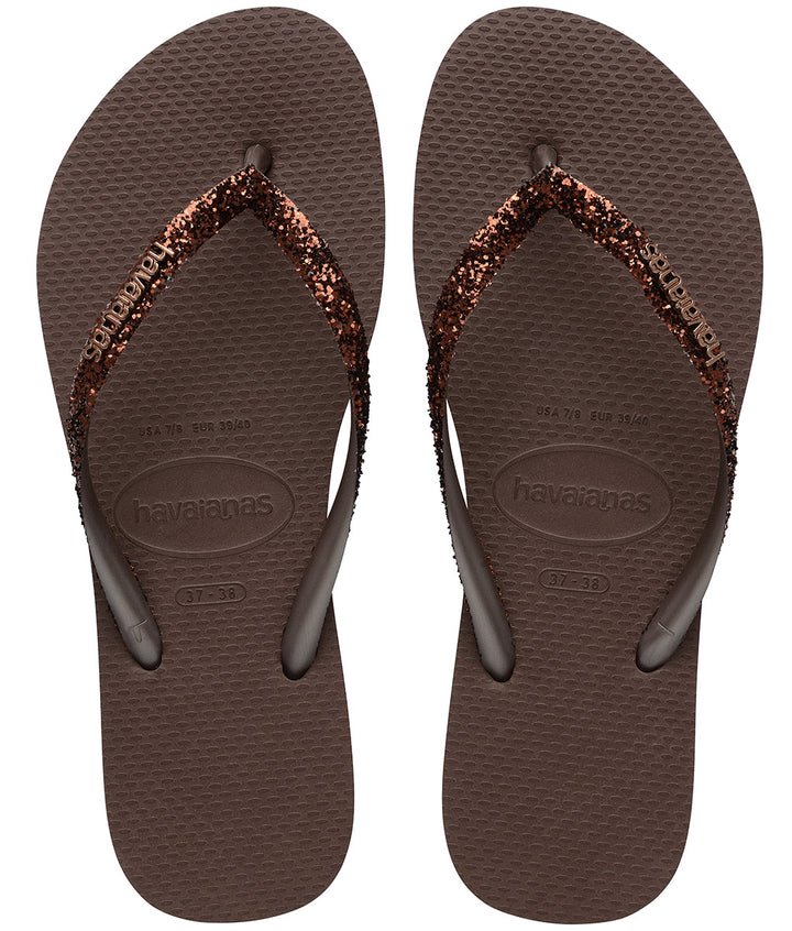Havaianas Slim Glitter II In Dark Brown For Women
