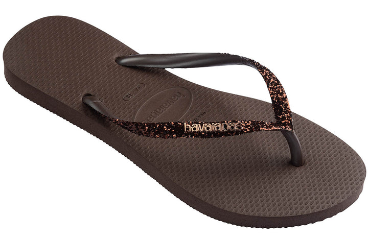 Havaianas Slim Glitter II In Dark Brown For Women