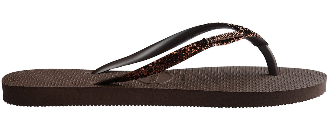 Havaianas Slim Glitter II In Dark Brown For Women