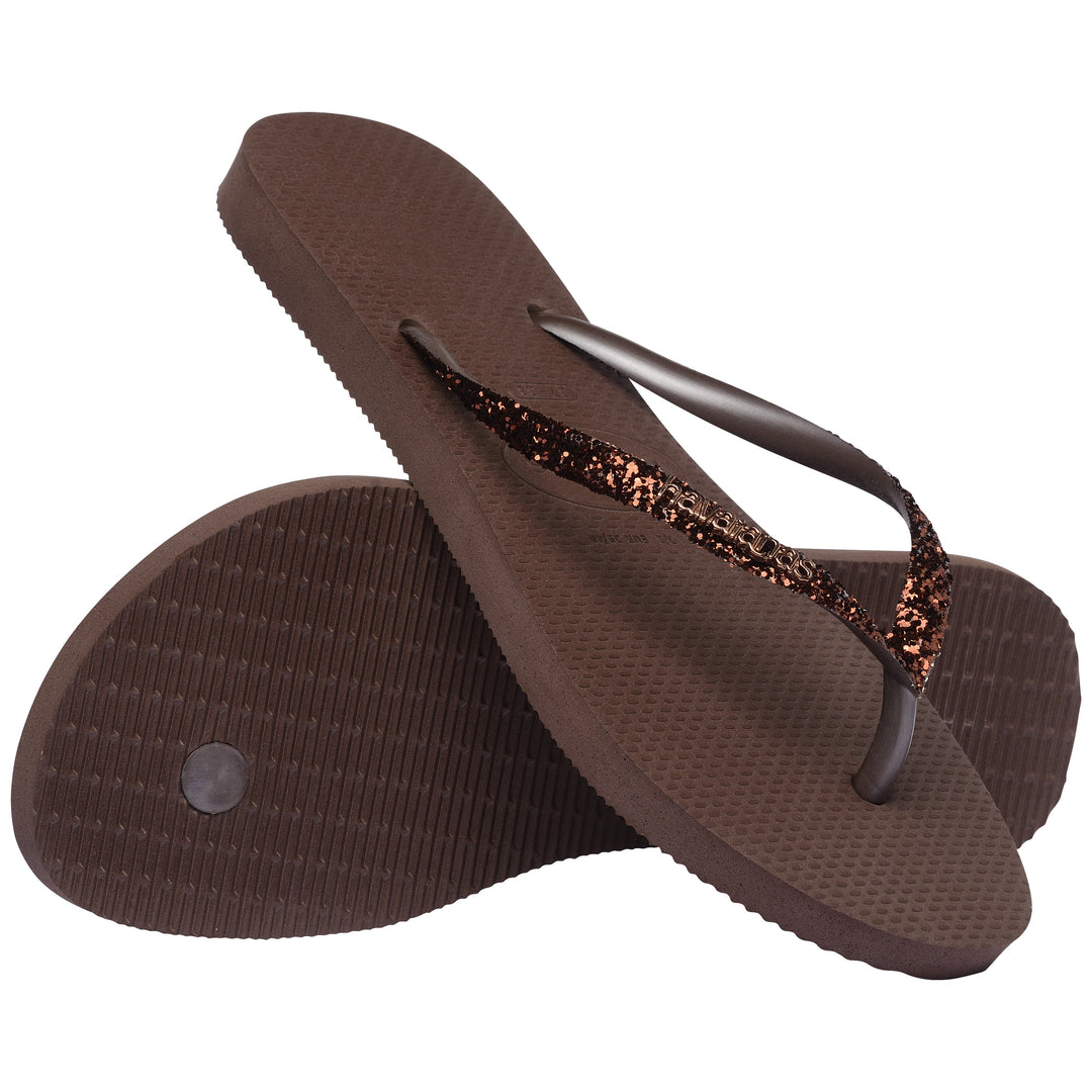 Havaianas Slim Glitter II In Dark Brown For Women