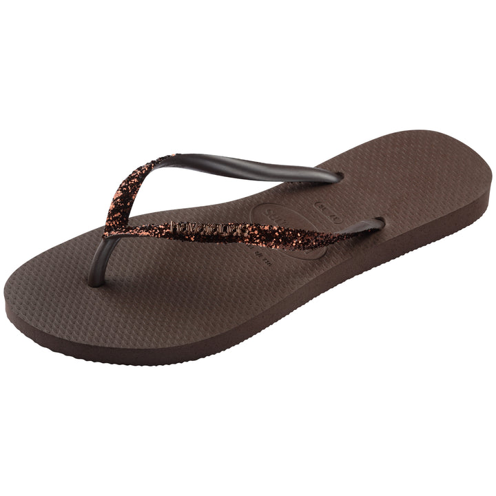 Havaianas Slim Glitter II In Dark Brown For Women