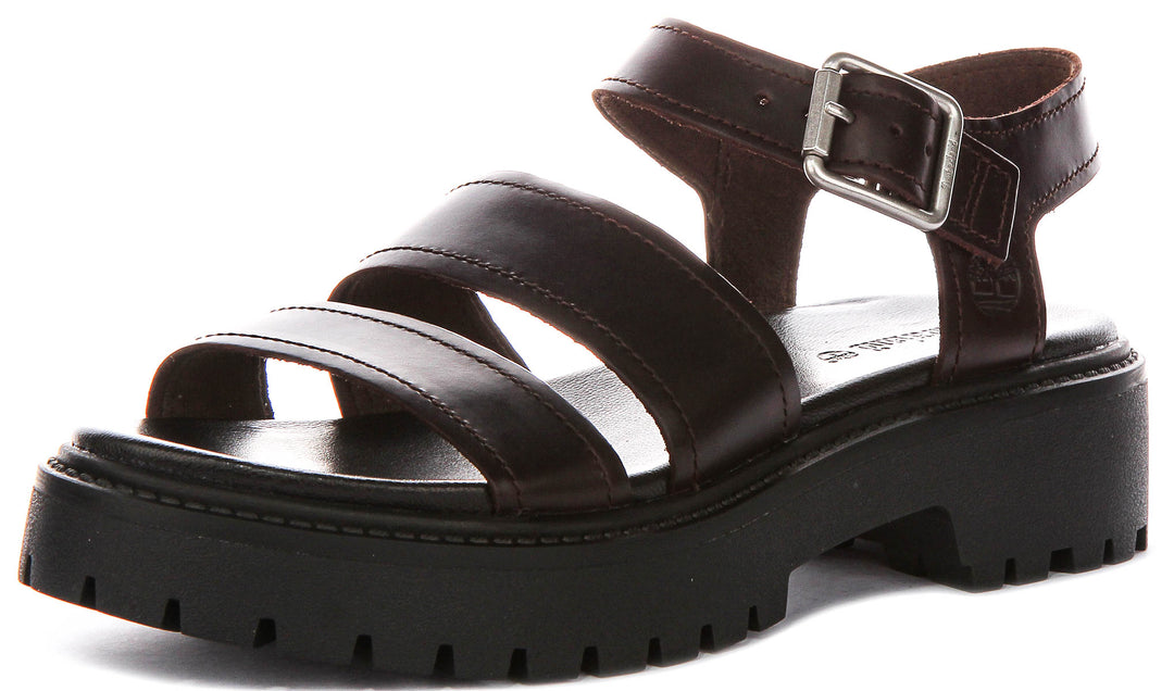 Timberland Stone Street Backstrap Sandal In Dark Brown For Women