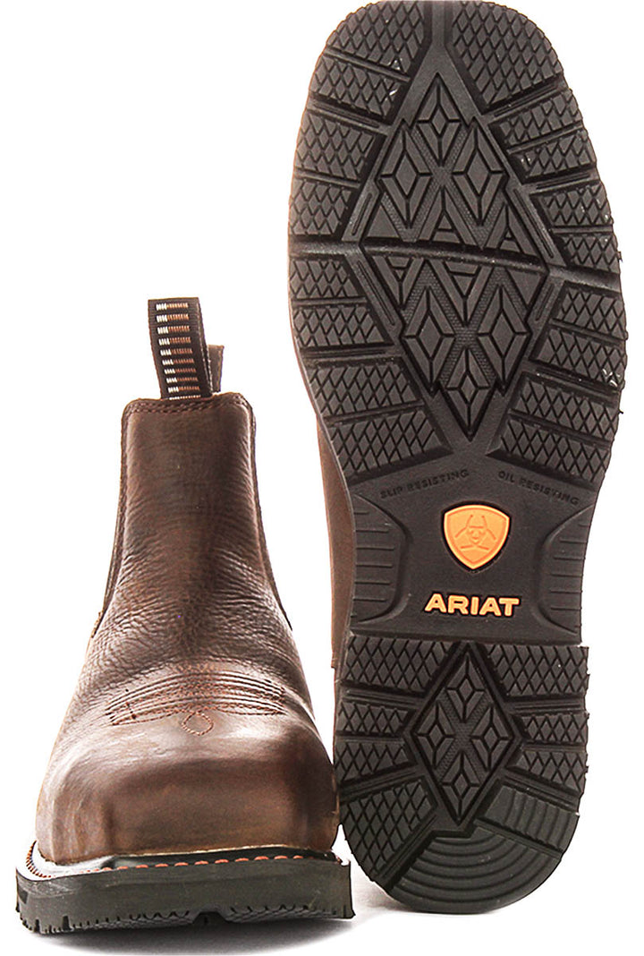 Ariat Groundrancher Chelsea Steel Toe Work Boot In Dark Brown For Men