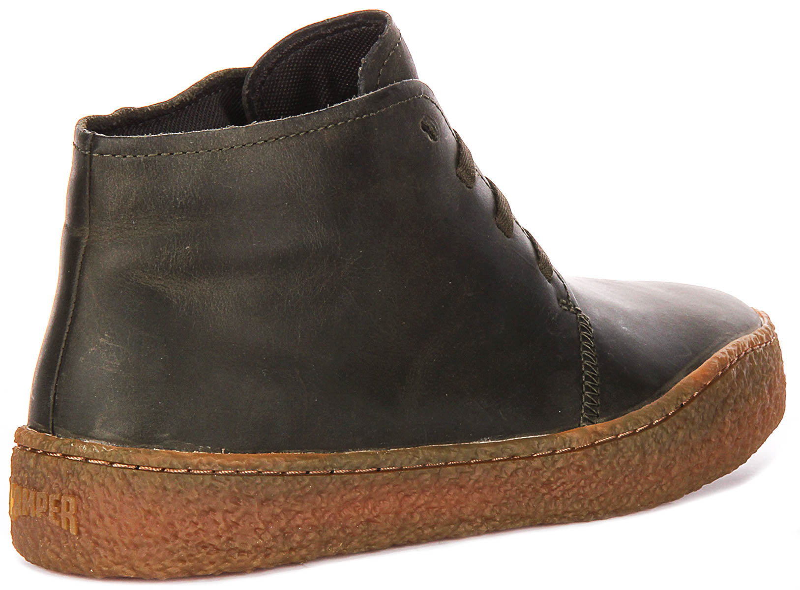 Camper Peu Terreno In Dark Green | Crepe Sole Lace Up Leather Shoe