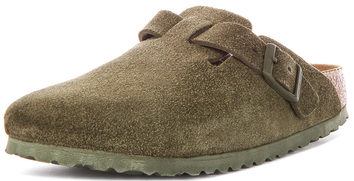 Birkenstock Boston Bs In Dark Green | Narrow Fit