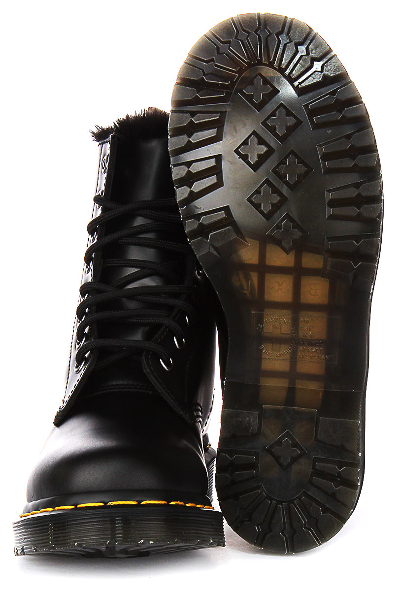 Dr Martens 1460 Serena In Dark Grey For Women Lined Lace Up