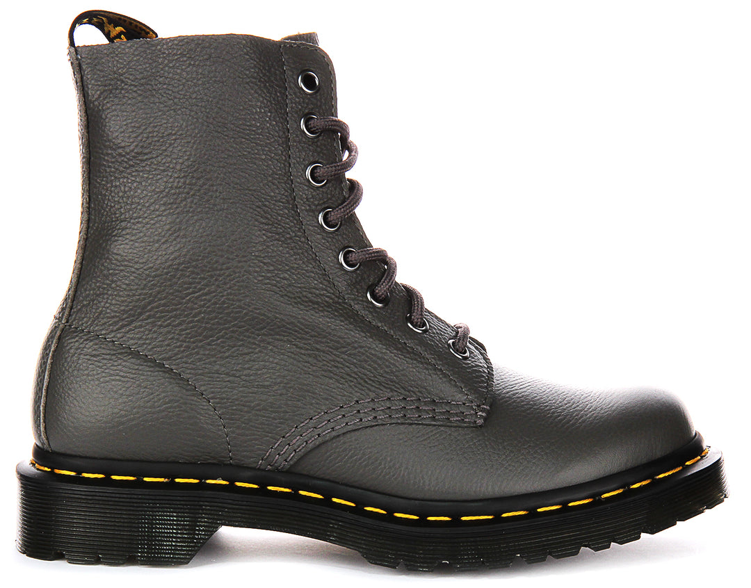 Dr Martens Pascal In Dark Grey For Women Lace Up Soft Leather