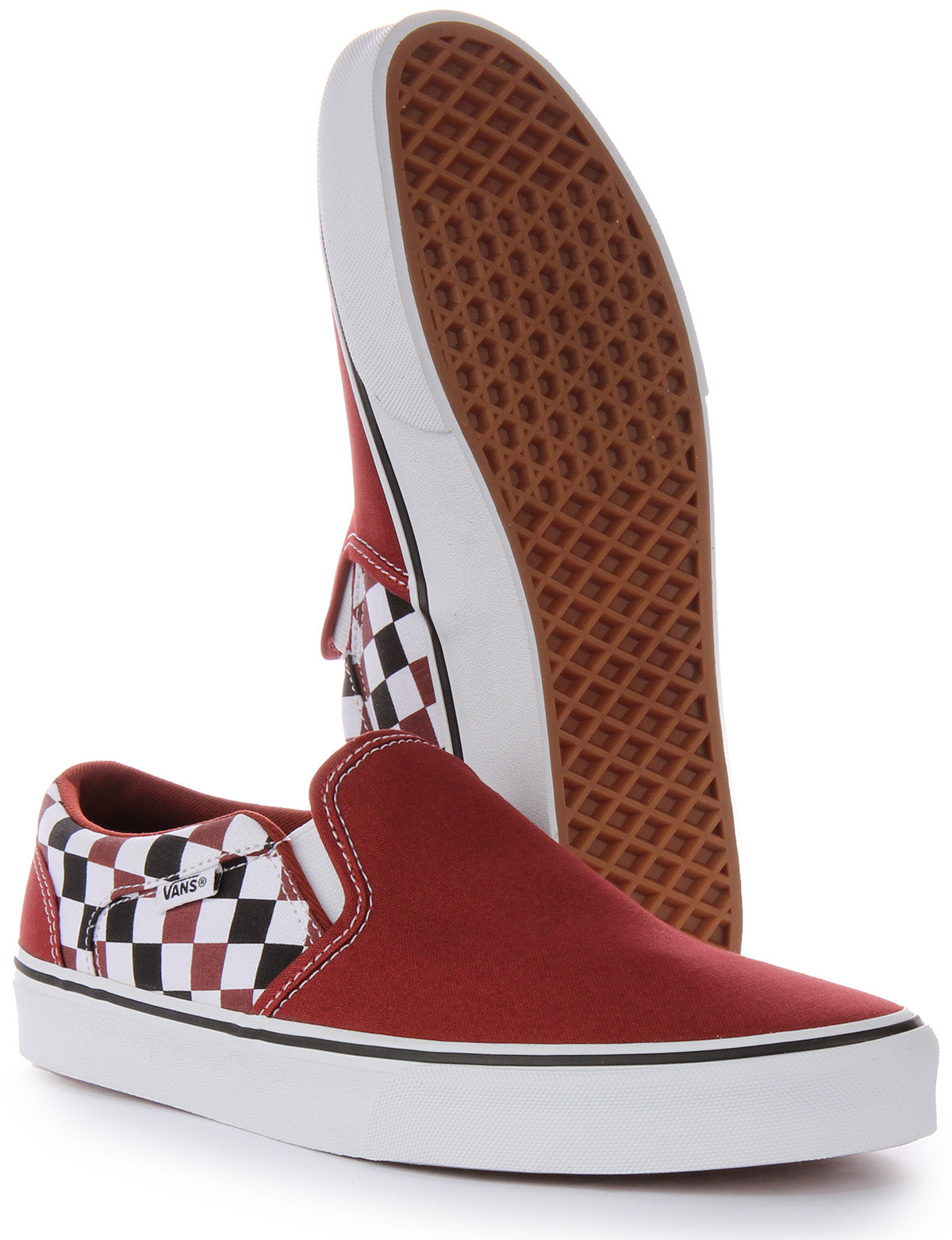 Vans Asher Baskets classiques damier pour hommes en rouge fonc