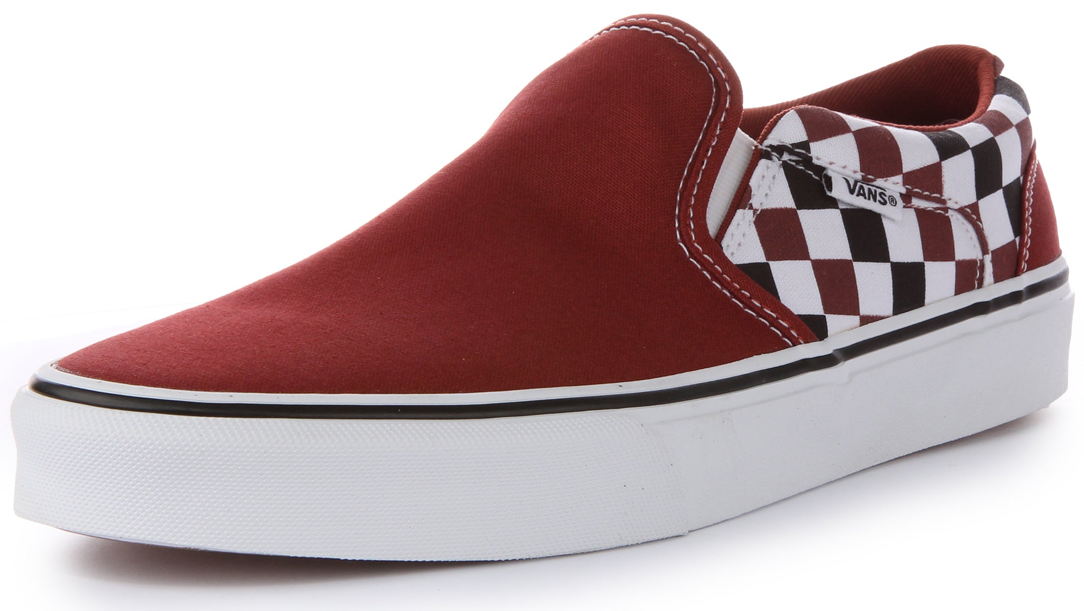 Vans Asher Baskets classiques damier pour hommes en rouge fonc