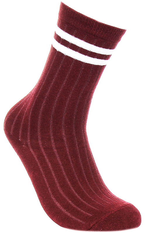 Justinreess England 2P Stripe W In Dark Red For Women