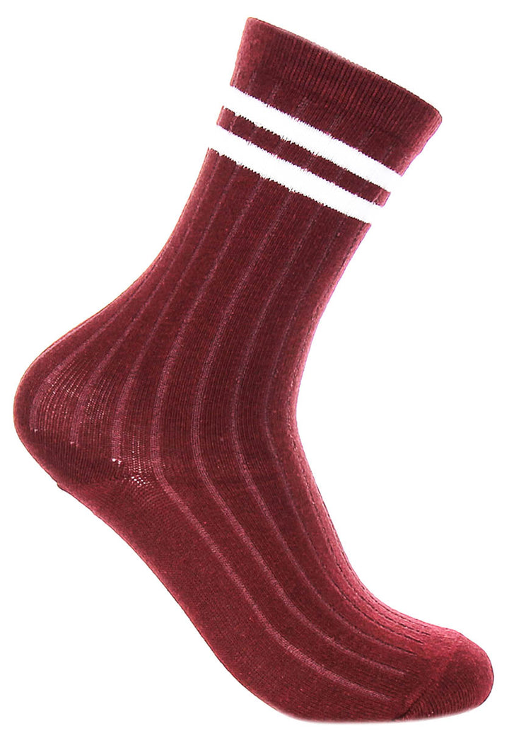 Justinreess England 2P Stripe W In Dark Red For Women
