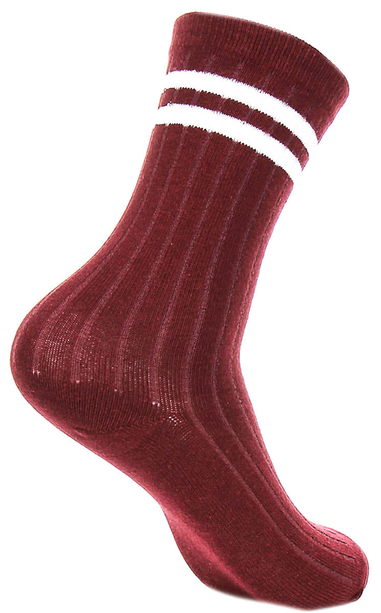 Justinreess England 2P Stripe W In Dark Red For Women