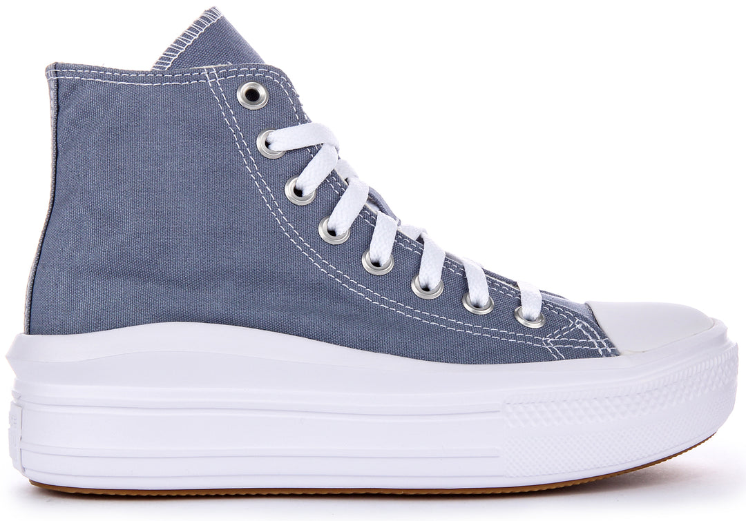 Converse CTAS Move Lace Hi Top Platform Trainer da Donna in Denim