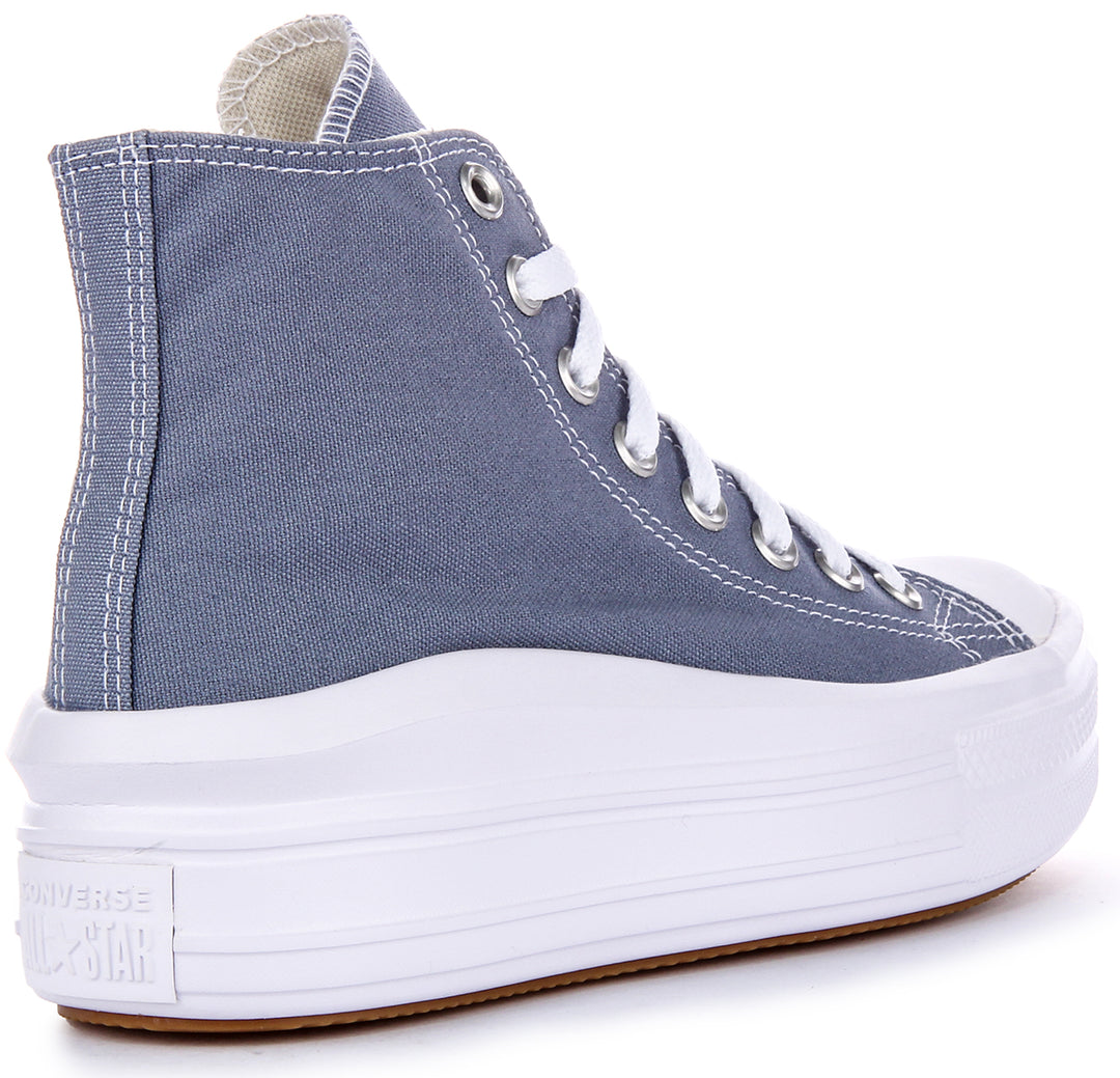 Converse CTAS Move Lace Hi Top Platform Trainer da Donna in Denim