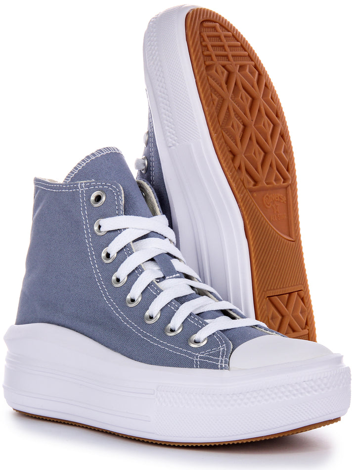 Converse CTAS Move Lace Hi Top Platform Trainer da Donna in Denim