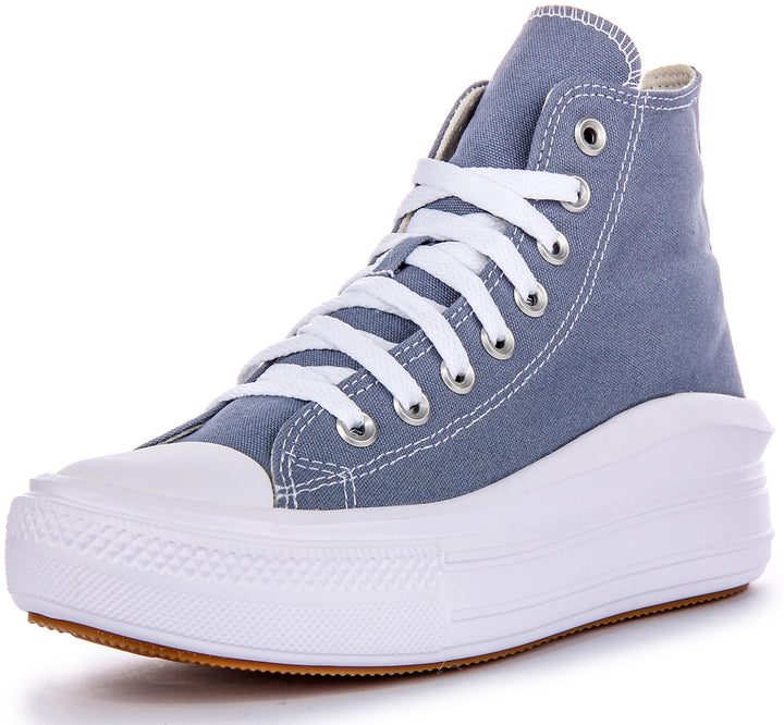 Converse CTAS Move Lace Hi Top Platform Trainer da Donna in Denim