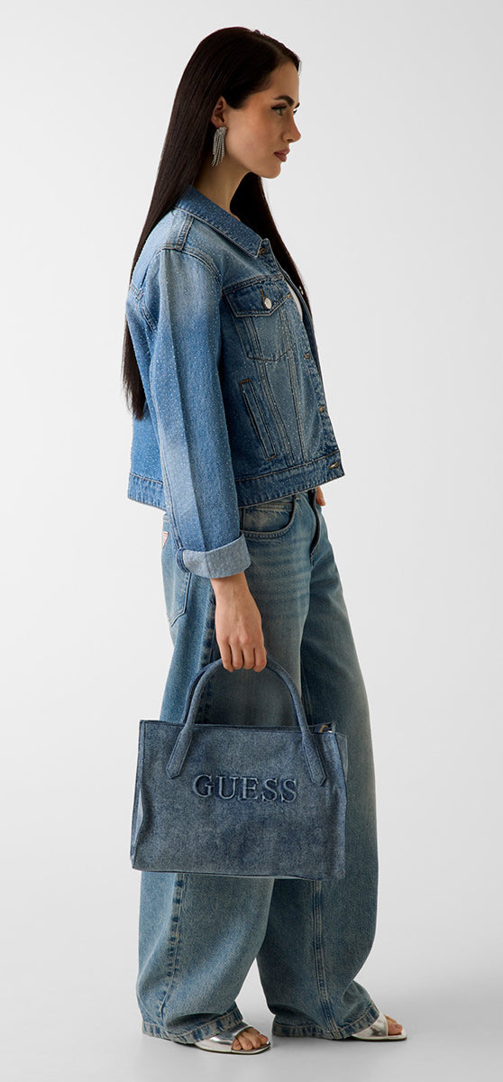 Guess Jodi Shopper Hand Bag In Denim For Women