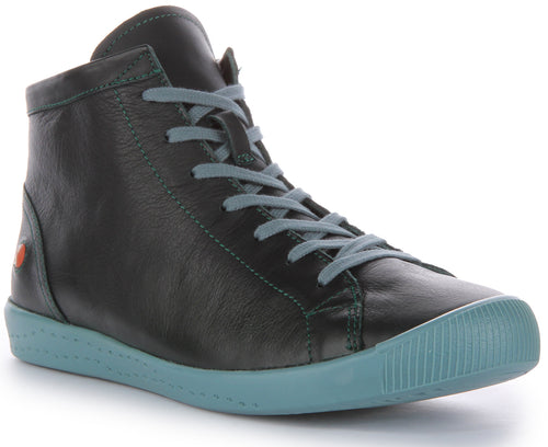 Softinos IBBI653 Supple Zapatillas de Cuero Suave para Mujer Verde Oscuro