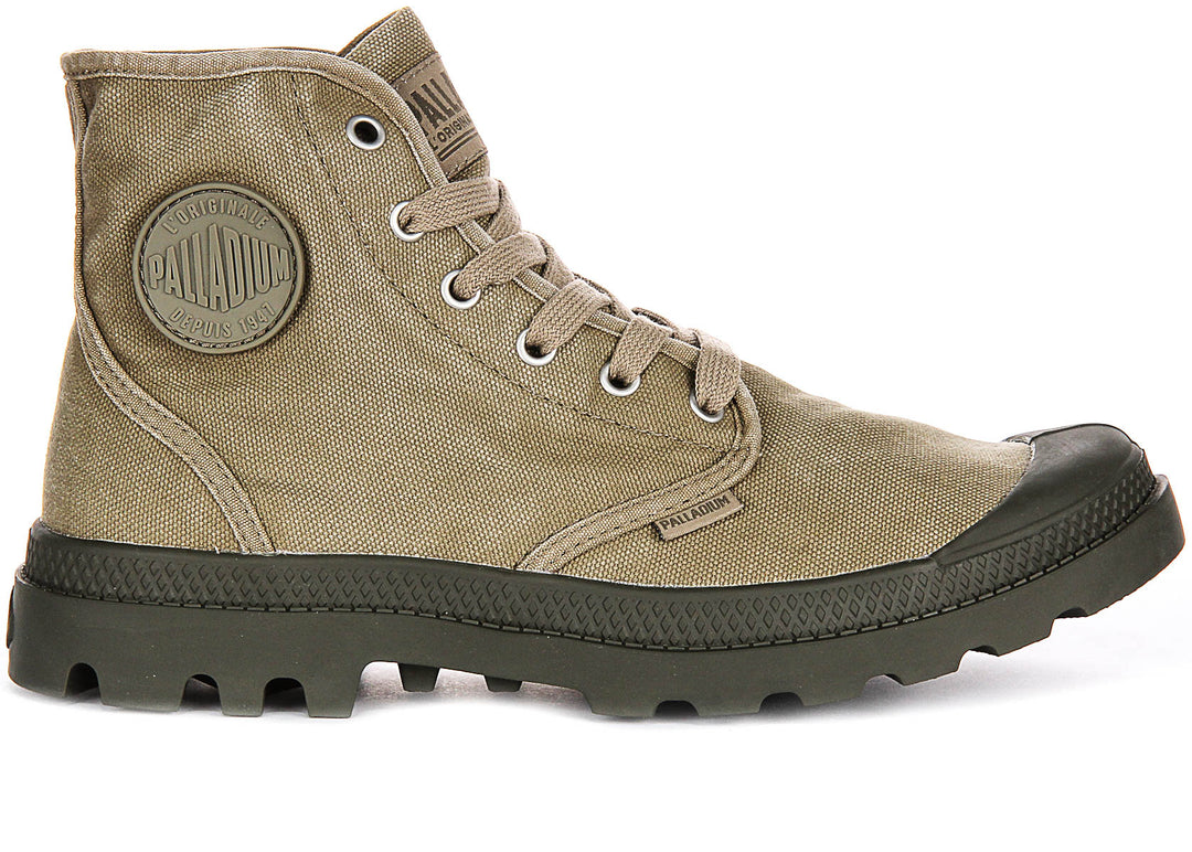 Palladium Pampa Hi In Dusky Green For Men Canvas Rugged Boot